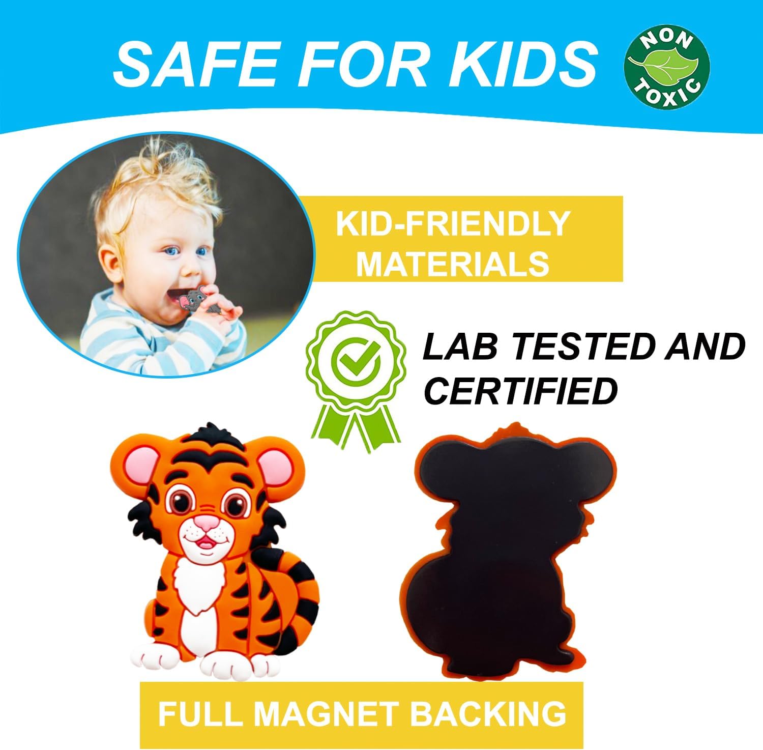 Refrigerator Magnets for Kids Zoo Animals - Fridge Magnets for Toddlers - Cute Wild Animal Magnets for Fridge - Toddler Magnets for Refrigerator - Educational Toys Rubber Magnetic Animals