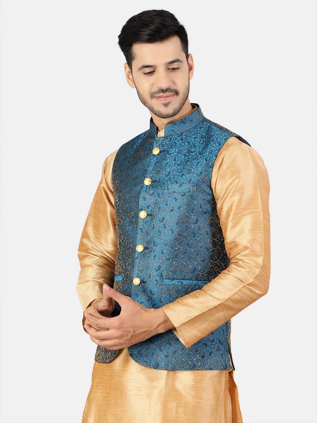 WINTAGE Men's Rayon Bandhgala Festive Nehru Jacket Waistcoat -8 Colors