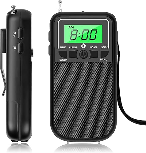 Miniatura 8 de Radio portátil AM FM SW, radio transistor con linterna LED, radio a batería 2AA para recepción de largo alcance, radio Walkman de bolsillo de