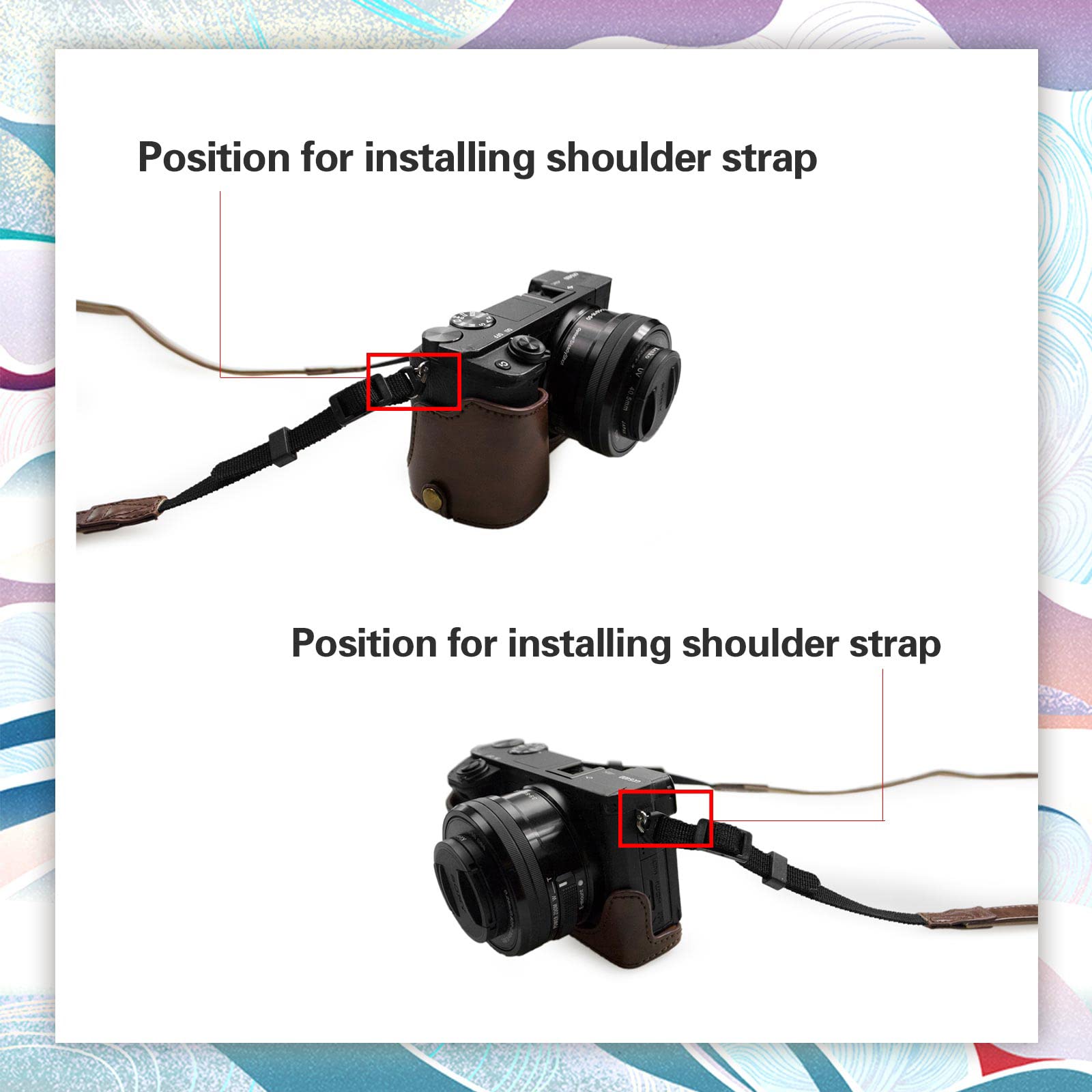 kinokoo Housse pour Sony A6400, étui de Protection en Cuir PU Compatible avec appareils Photo numériques Sony Alpha 6400, A6100, A6000 et A6300 avec Objectif 16-50 mm et bandoulière réglable - Café