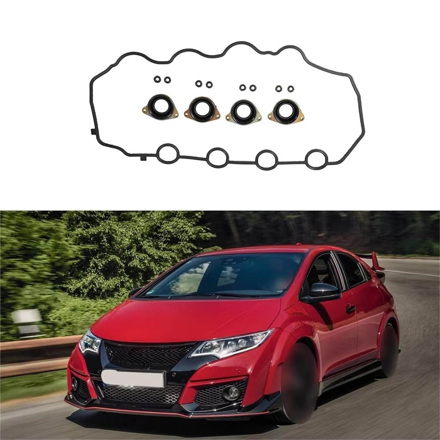 Car Engine Valve Seals Compatible with Insight Base EX LX 1.3L L4 for Electric/Gas 2011 2012 2013 2014 1Set Valve Cover Gasket with Washer VS50620 12030-RBJ-003 Auto Parts