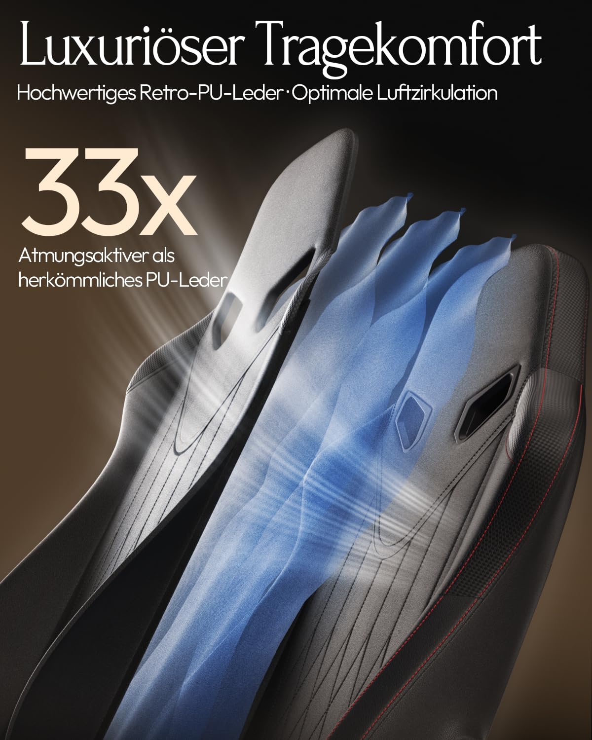 Dowinx Gaming Stuhl mit Massagefunktion, Ergonomisch Gestaltet Gaming Sessel mit Lendenwirbelstütze und Nackenstütze,Gaming Chair bis 135 kg Höhenverstellbar, Leder Geeignet für Erwachsene,Black
