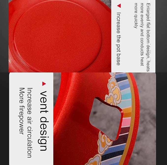 Olla Hot Pot de Carbón XDMINGY 26cm, Color Rojo miniatura 6