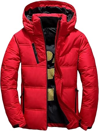 Mens White Duck Down Jacket Winter Warm Solid Hooded Down Coats Thick Duck Parka Down Jackets Winter Outdoor Coat