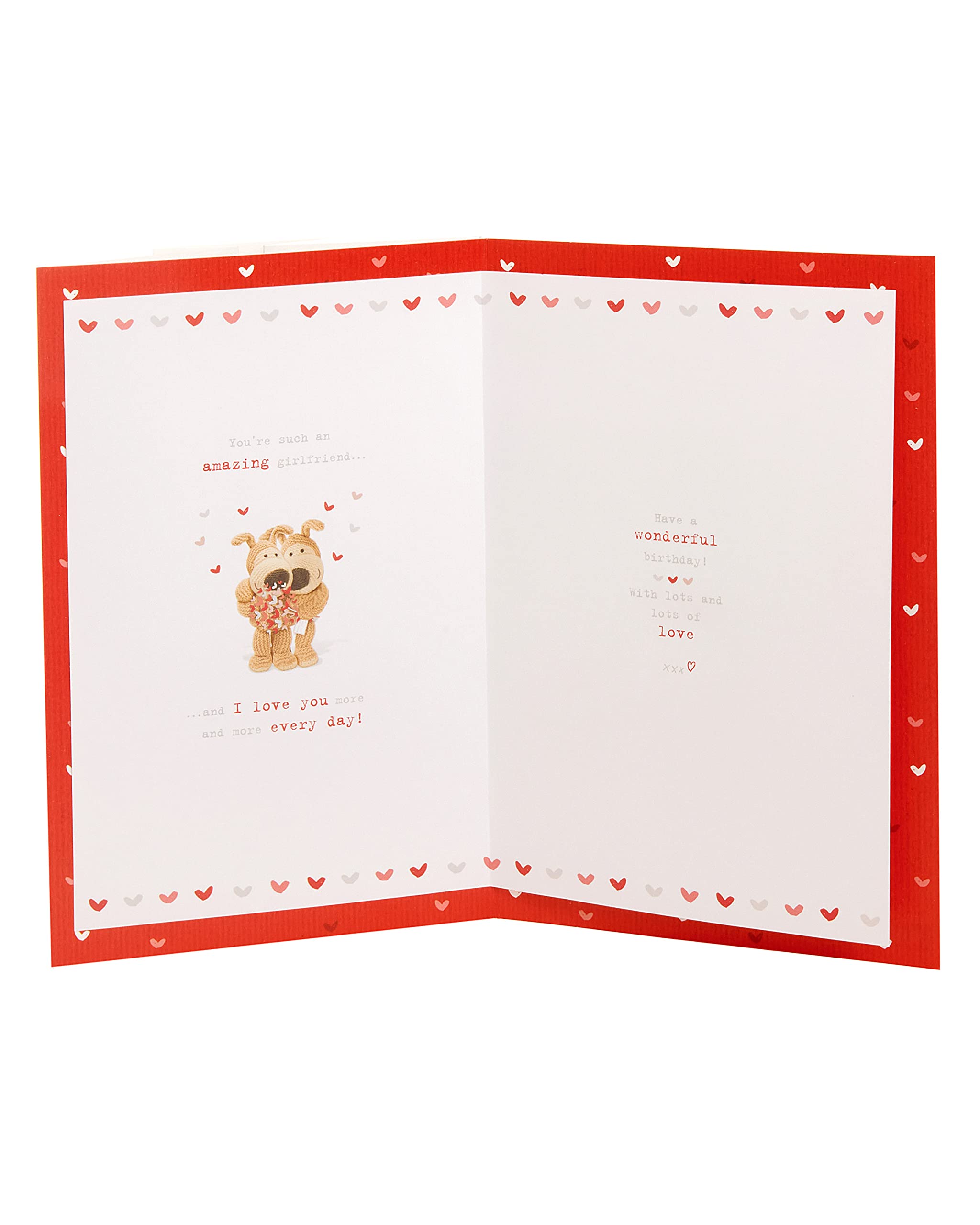 Boofle Biglietto di compleanno per fidanzata, regalo di buon compleanno, per lei, ragazze, donne, splendido design per fidanzata, con busta, 171 x 260 mm