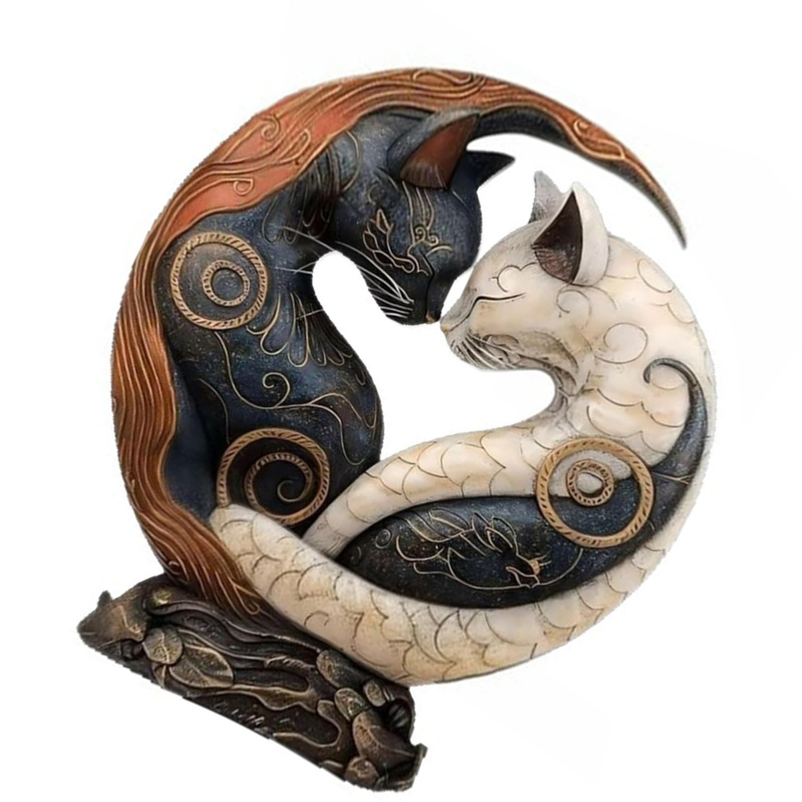 Whoasyst Yin Yangs Cats Statue Sculpture Black And Art Desk Decors Collection Figurines Lover Gift Collectings Figurines
