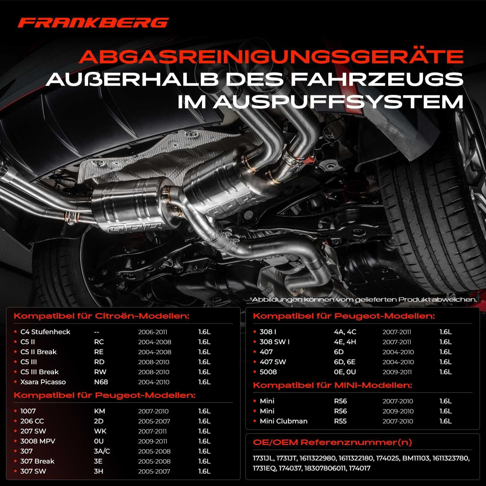 Frankberg DPF Dieselpartikelfilter Diesel Kompatibel mit Berlingo C2 C3 C4 C5 Xsara Picasso M.I.N.I Partner 207 307 308 407 3008 Replace# 03E253020GX