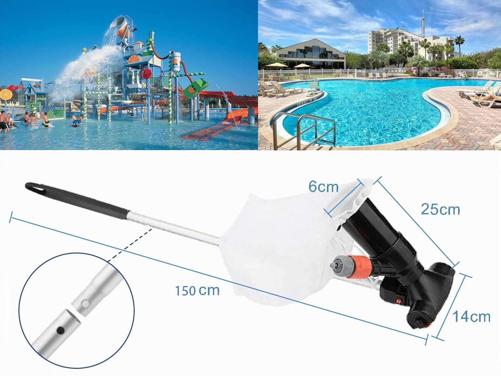 Aspirateur Piscine Hors Sol Manuel, Aspirateur De Piscine pour Tuyau D'Arrosage, Hydraulique Aspirateur Spa Et Bassin De Jardin, Aspirateur Bassin Creusée Fond Et Parois, Mur sans Électricité (Nero)