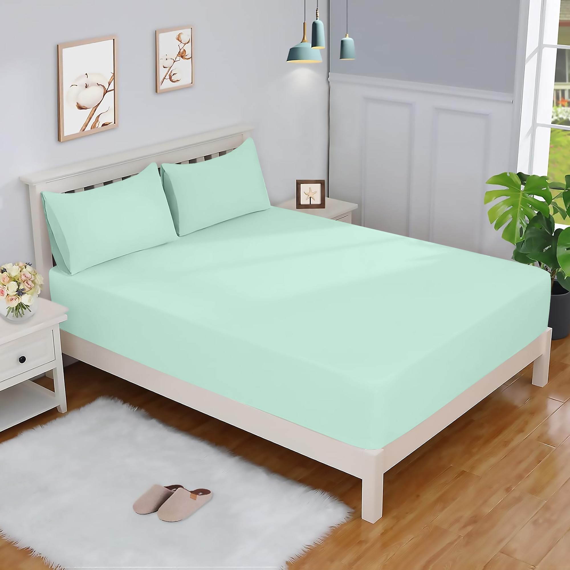 3-Piece Single Fitted Sheet Set, 40cm Deep Pocket, 400TC Cotton — image 1