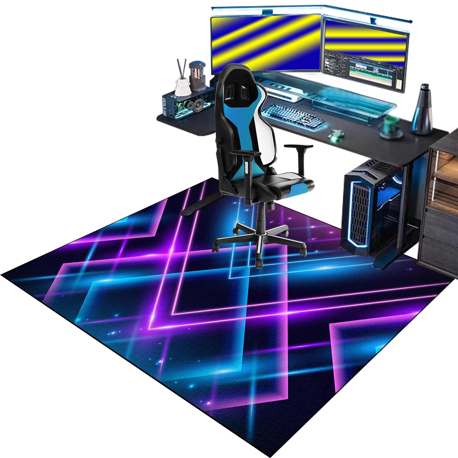 Gaming Chair Mat for Carpet, Rolling Chair Mat, Heavy Duty Office Chair Mats for Carpeted and Hardwood Floor Carpet Protector Chair Mat for Home and Office 130 x 160 cm Floor Mat for Office Chair