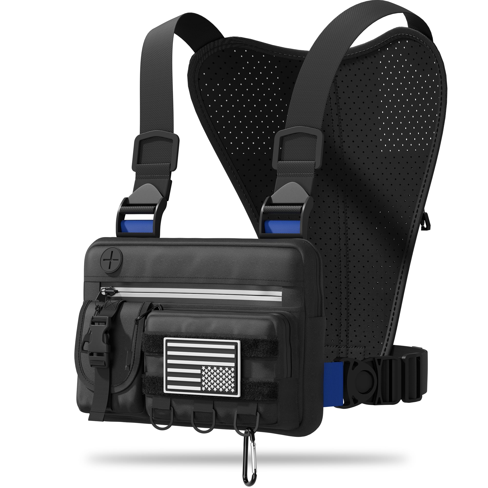 Bearfire Sports Chest Bag For Men, Running Vest Bag with Water Resistant Lightweight Front Chest Pack With Built-In Phone Holder & Extra Storage For Workouts, Cycling, Hiking, L Size