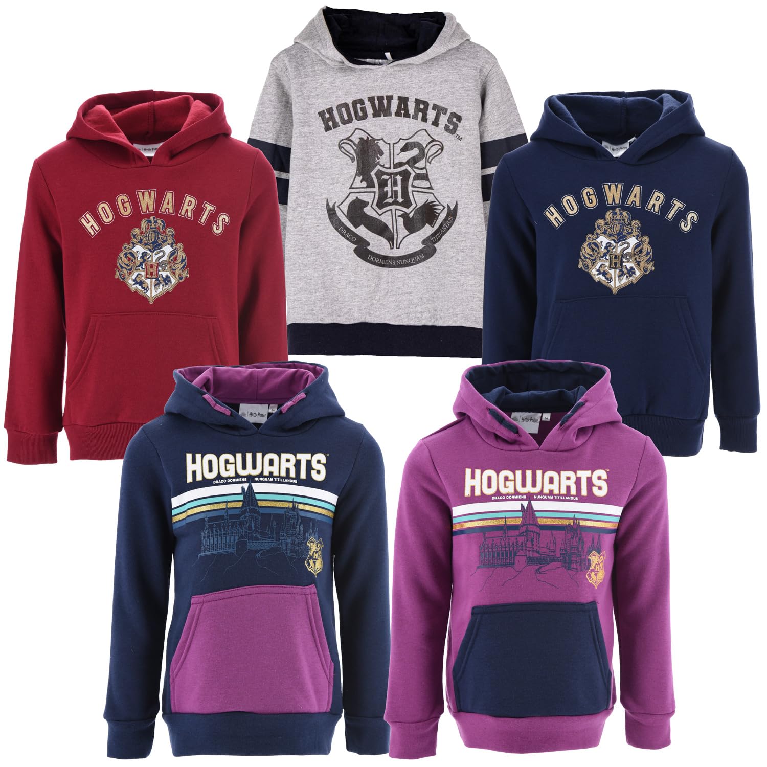 Felpa Con Cappuccio Harry Potter Full Print - Ufficiale Autunno Inverno - Grigio Taglia 7 Anni