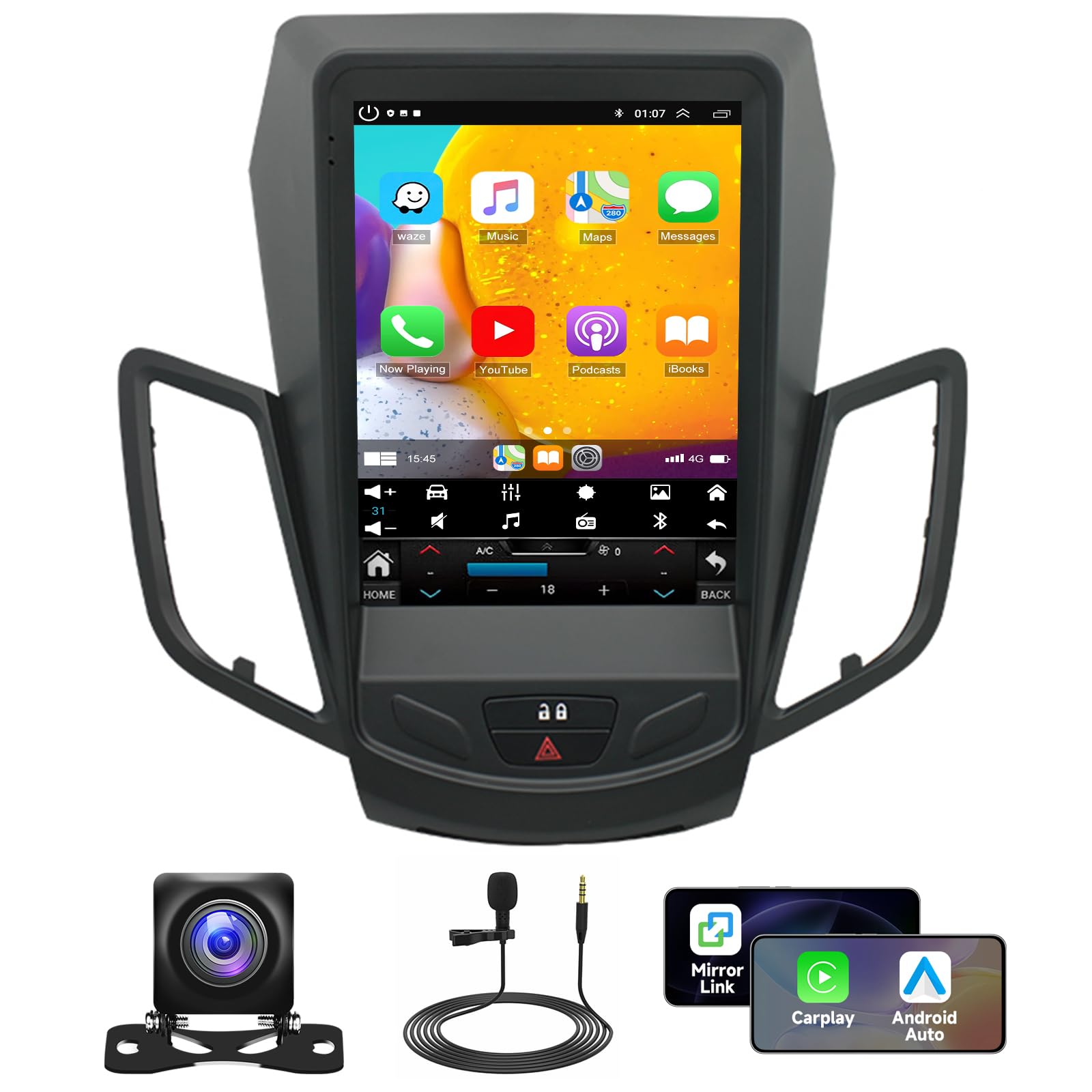9.7 cali Android 14 Radio samochodowe 2 DIN do Fiesta 2009 2010 2011 2012 2013 2014 2015 2016 GPS Navi with Wireless Carplay Android Auto Car Radio DAB Bluetooth WiFi AHD Kamera cofania FM/RDS SWC
