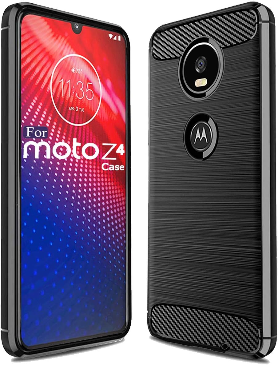 Sucnakp for Moto Z4 Case,Moto Z4 Play Case,Moto z4 Force Case TPU Shock Absorption Cell Phone Cases Technology Raised Bezels Protective Cover for Motorola Moto Z4 Case(TPU Black)