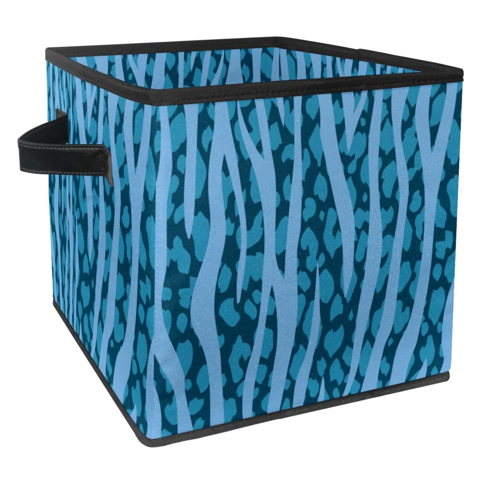Boîte de rangement pliable léopard bleu pour vêtements et jouets