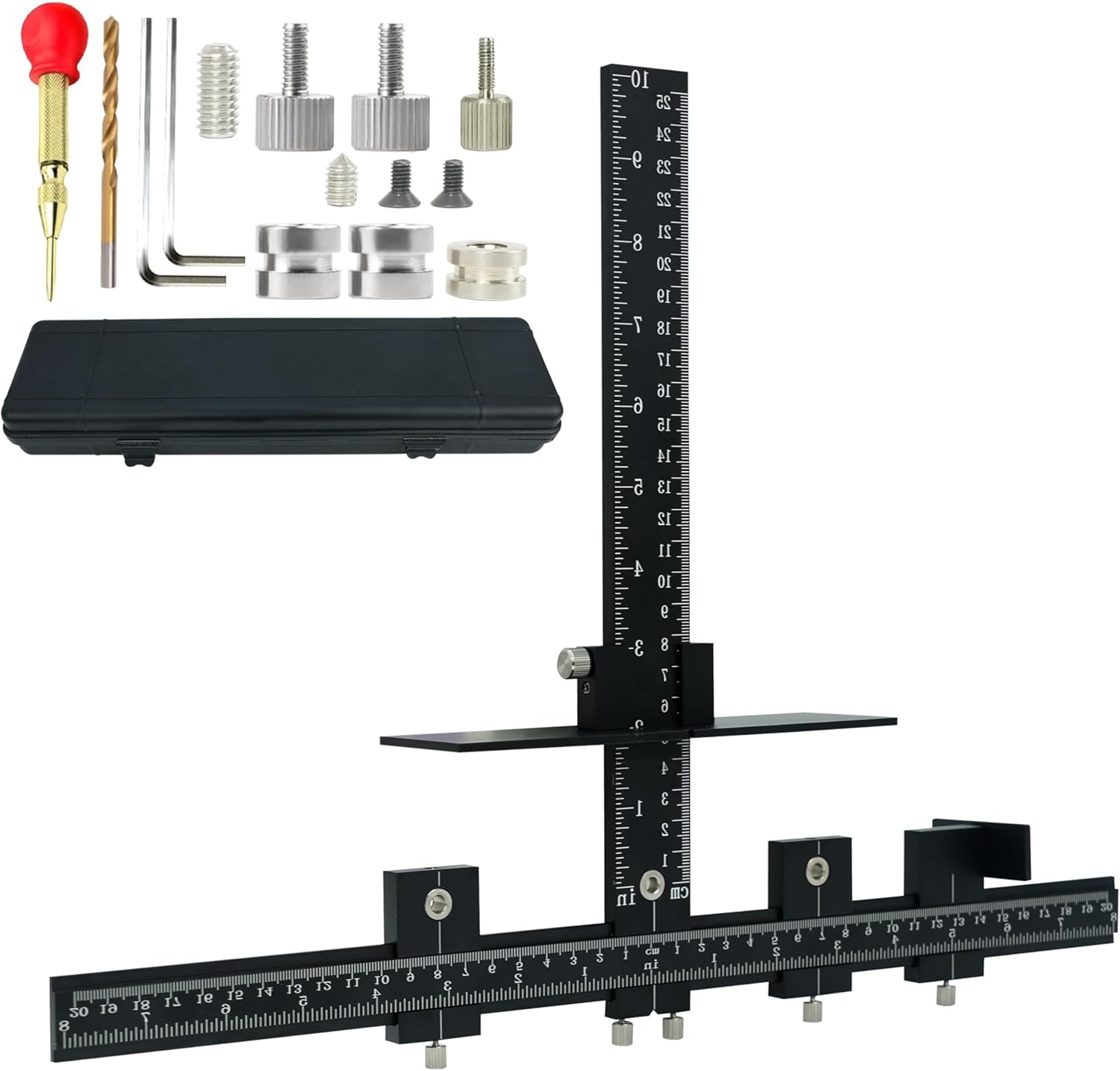 Aluminum Alloy Cabinet Door Jig for Handles and Pulls, Adjustable Hardware Template Tool for Installation of Door, Drawer, Knobs