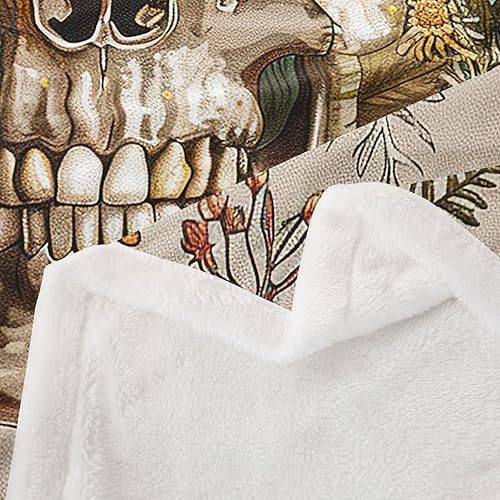 Miniatura 4 de Manfei Manta gótica de calavera y mariposa, libélula y polilla, para niños y niñas, manta de cama con hojas de flores y hongos para sofá, manta de