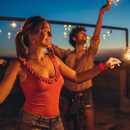 Miniatura 6 de SZJMAO Paquete de 8 pulseras LED iluminadas, pulseras intermitentes que brillan en la oscuridad, suministros de fiesta para fiestas, festivales,