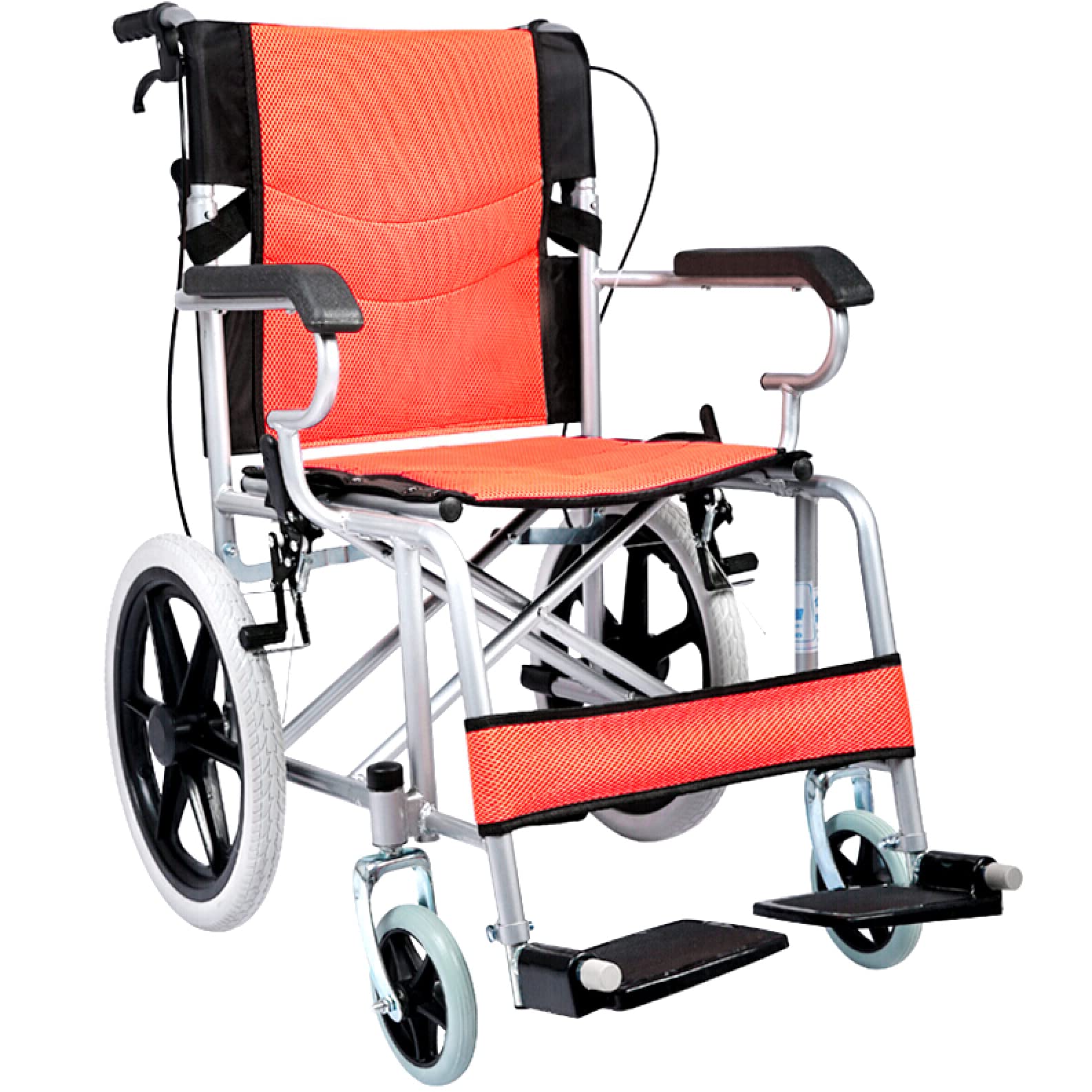 SXSLTSA Folding Household Mobile Portable Wheelchair with Flip Back Steel Travel Chair with Full Arms/Swing Away Footrests for Adults 18 Inch Wide Seat (C)