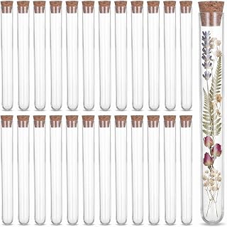 코르크 스토퍼가 있는 플라스틱 테스트 튜브 25개, 10ml 투명 바이알 | 15x100mm 10ml, 씰 캡 용기가 있는 투명 바이알, 목욕 소금, 비즈, 파우더, 파티 선물, 실험실 보관용 다용도