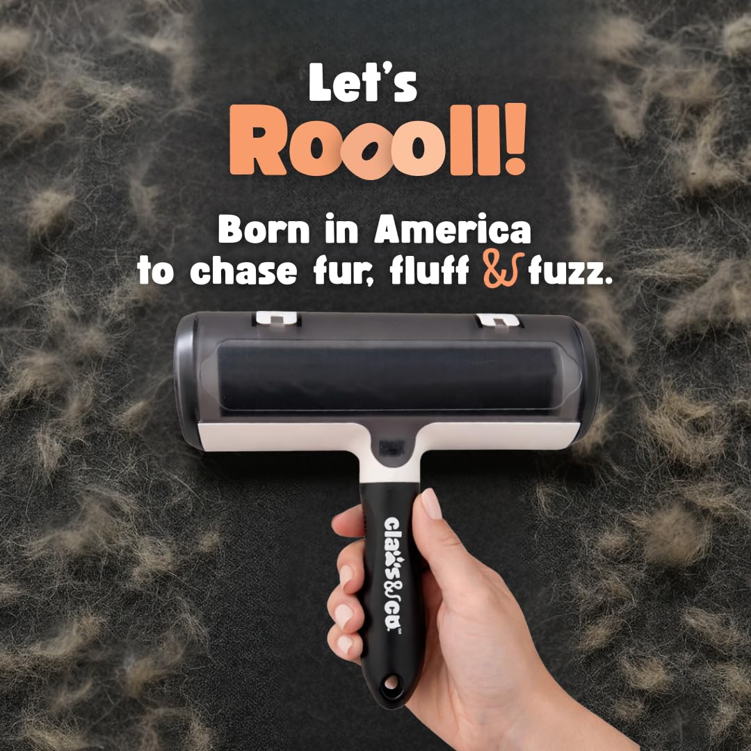 Claws & Co. Rodillo removedor de pelo de mascotas, limpiador ultrarrápido de pelo de perros y gatos para muebles, ropa y asientos de coche, reutilizable, sin hojas adhesivas ni baterías, elimina