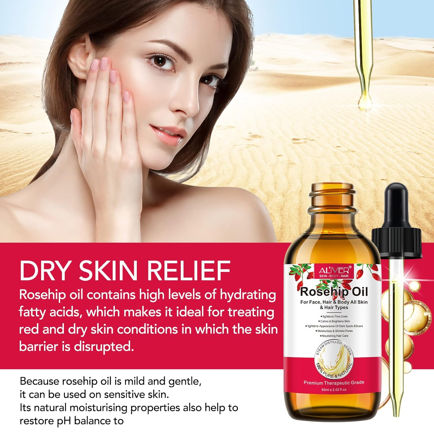 Rosehip Oil for Face, Organic Rosehip Seed Oil for Skin, Facial Rosehip Essential Oil, Rose hip Seed Oil for Face (60ml) : Beauty & Personal Care