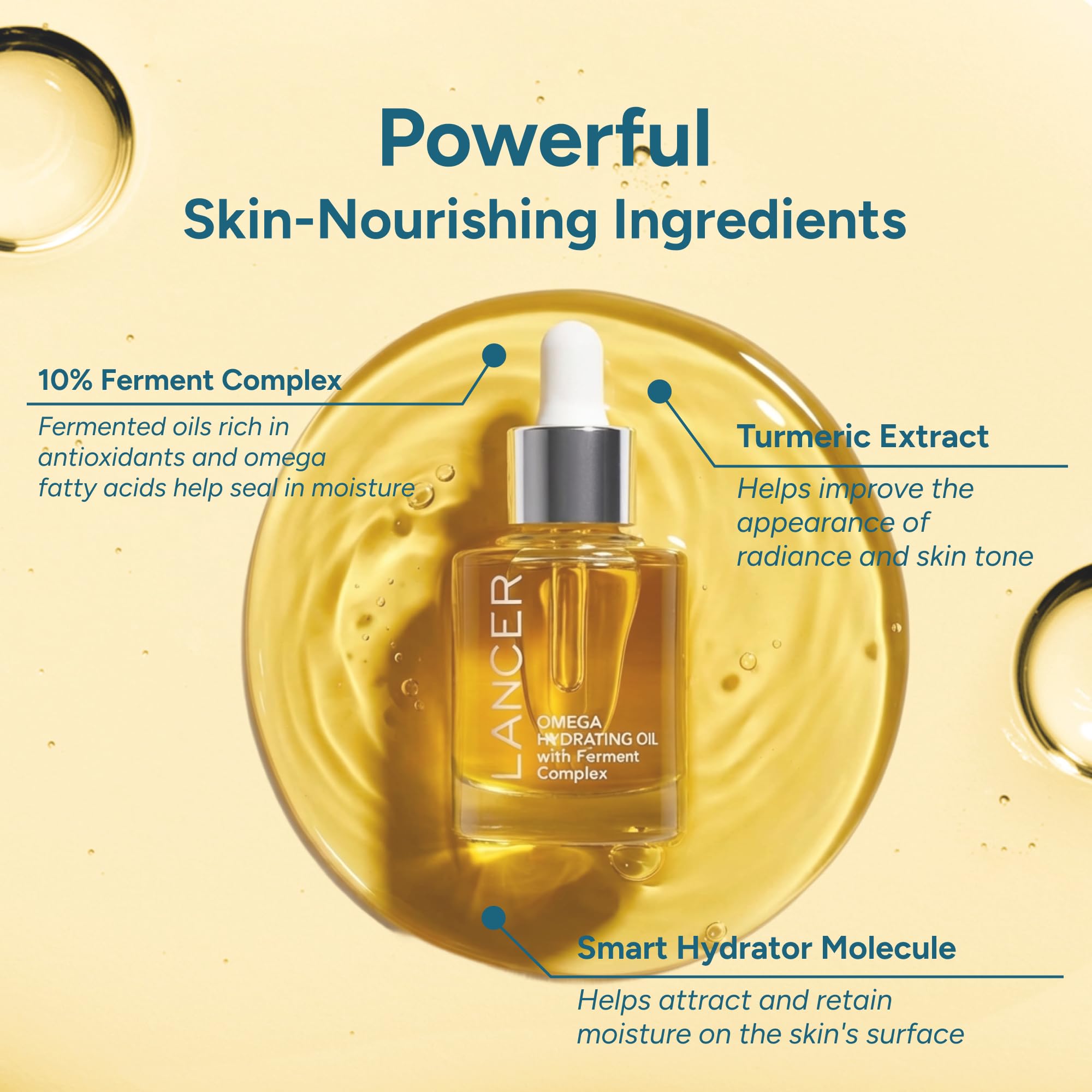Lancer Omega Hydrating Face Oil with 10% Ferment Complex, 1 fl oz