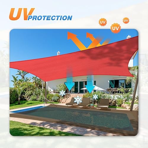 Miniatura 4 de TANG Sunshades Depot - Toldo rectangular permeable de 16 x 20 pies, color rojo, personalizable, estándar comercial, polietileno de alta densidad de