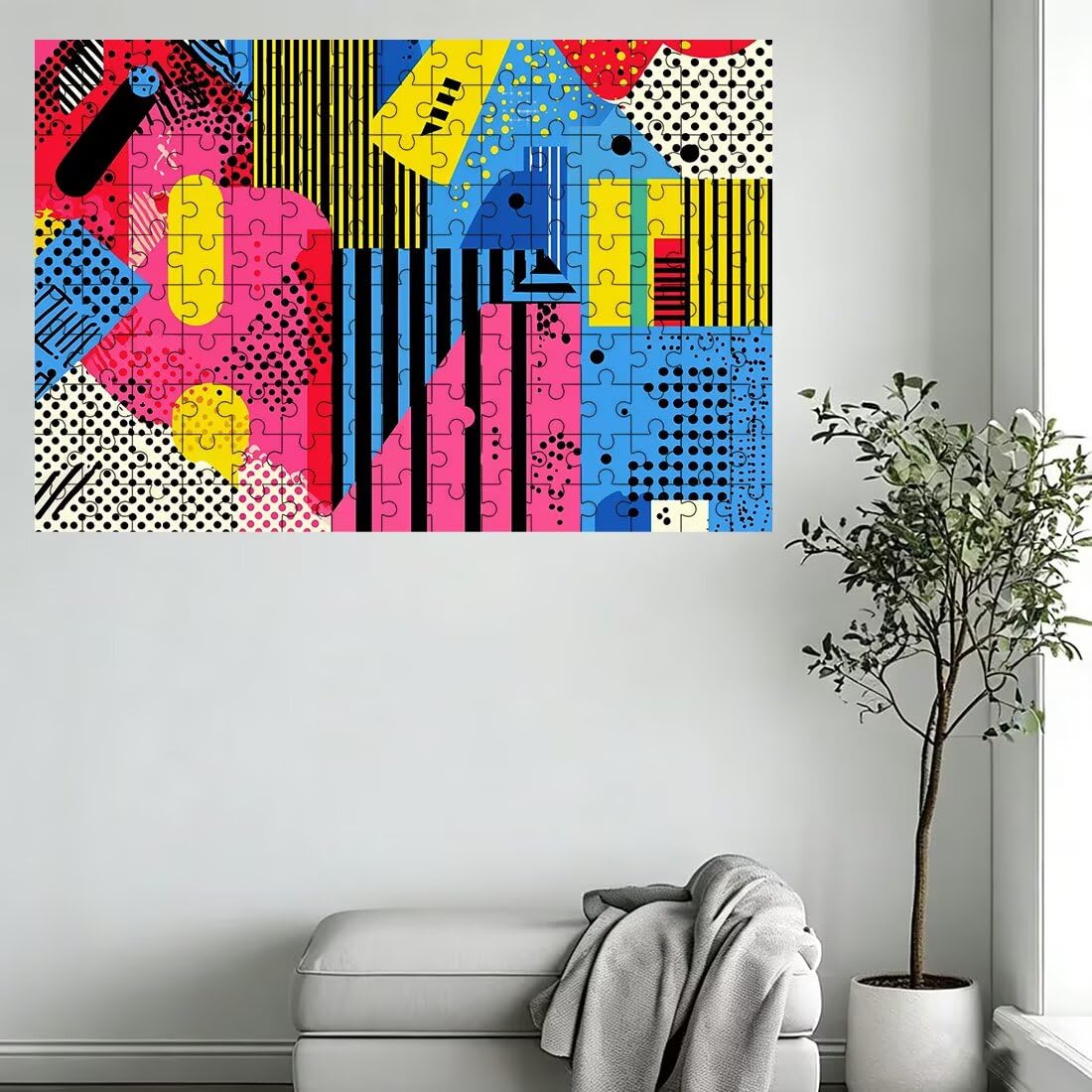 Puzzle 2000 sztuk geometrii, abstrakcyjne puzzle, drewniane puzzle zabawne wyzwania kreatywna rozrywka, klasyczne puzzle zabawa opakowanie wysokiej jakości, pomysł na prezent dla kobiet, 99 x 70 cm