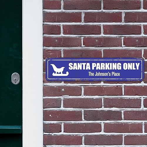 Vista 38 de Santa's Workshop North Pole Street Letreros personalizados de metal para exteriores, letrero de metal de bienvenida para Navidad, decoración