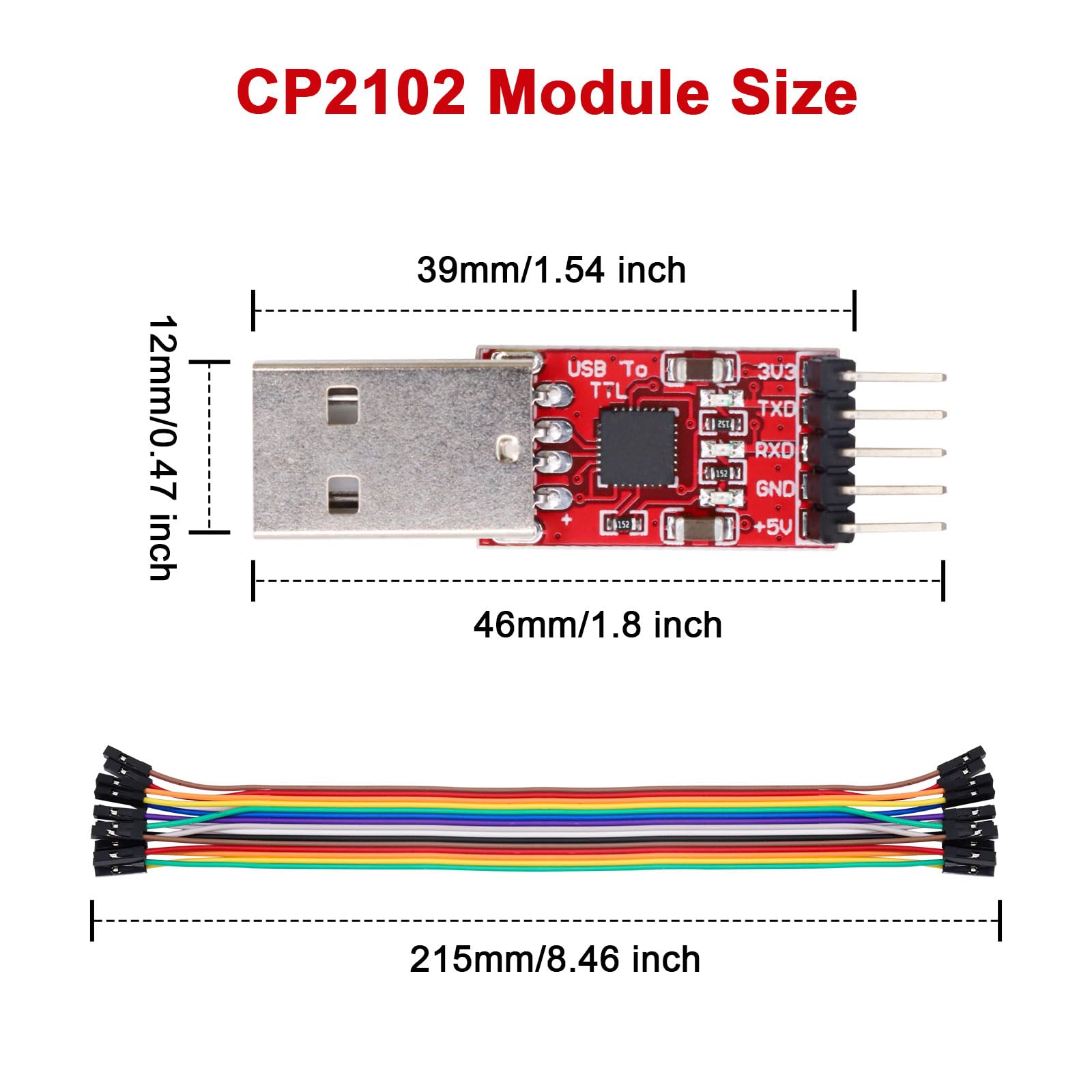 CP2102 Modulo da USB a Seriale RUIZHI 2 pezzi CP2102 Convertitore da USB a TTL con ponticello CP2102 Convertitore seriale USB CP2102 Chip per 3,3V e 5V compatibile con Arduino e STC Download