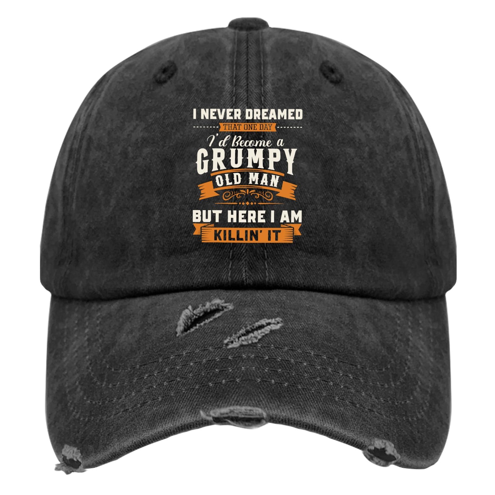 NICVAPEMens I Never Dreamed That I'd Become Old Man Grandpa Caps Anime Hat AllBlack Sun Hat Men Gifts for Grandma Sun Caps