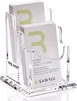 Vista 1 de SANRUI Soporte vertical para tarjetas de visita – Soporte de exhibición de escritorio acrílico transparente de 2 niveles para oficina, hogar
