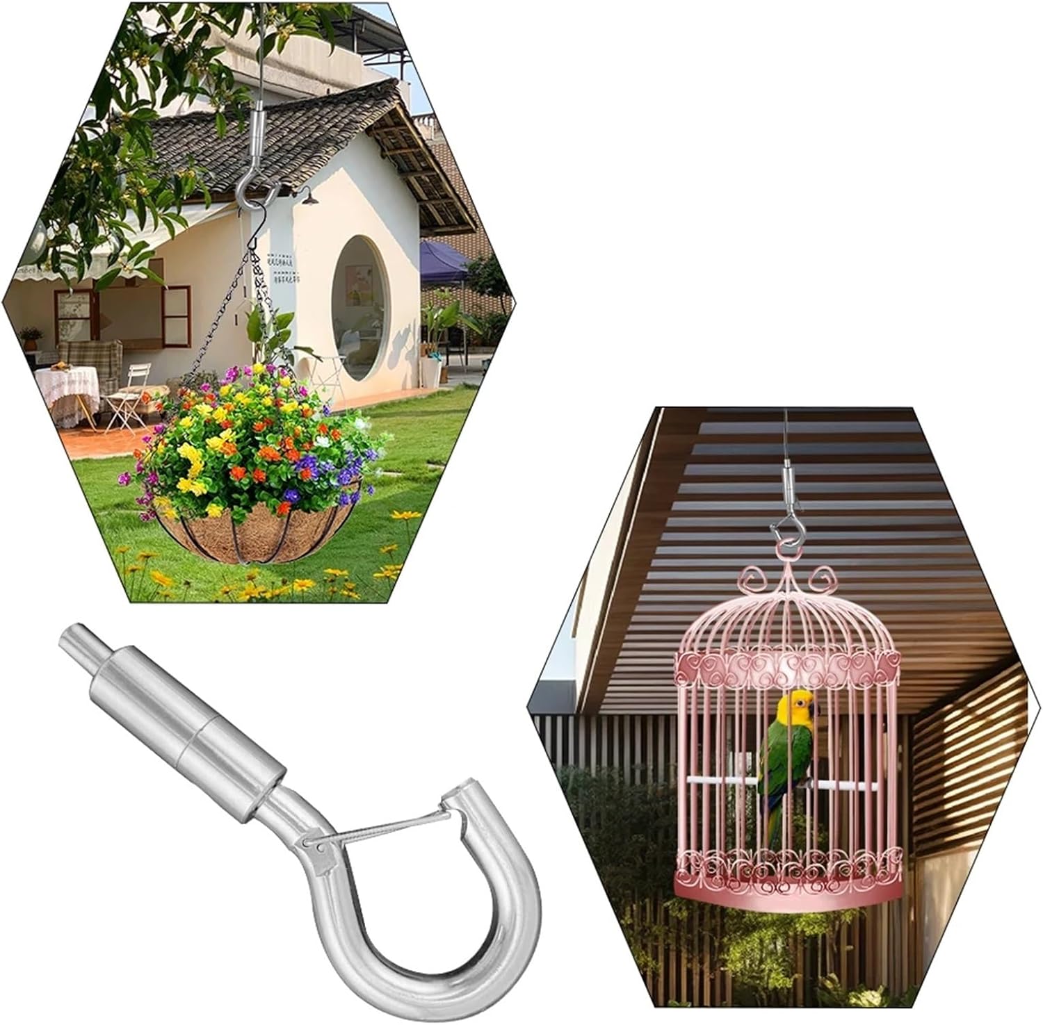 Spring Snap Hook 10PCS Wire Rope Spring Hook Adjustable Multifunction Hook for Hanging Tools Such As Gallery Art Paintings Decorative Lights(Large Hook)