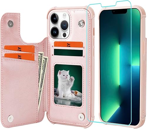 VANAVAGY Funda tipo cartera para iPhone 13 Pro Max para mujeres y hombres, funda de cuero con tapa para teléfono compatible con soporte magnético