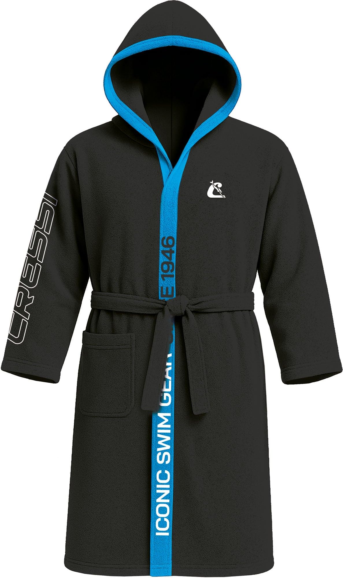 CRESSI Albornoz de Microfibra de Material Suave, de Secado rápido, con Capucha y Bolsillos para cinturón, Adecuado para Gimnasio, Piscina, Playa, hogar y Viajes