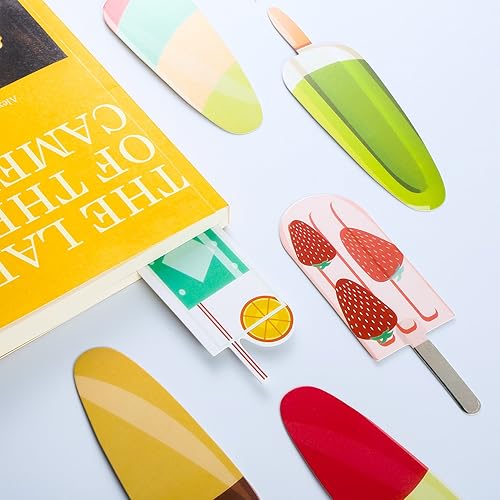 Miniatura 4 de Blulu 60 Pieces Summer Bookmarks Cold Drink Theme Cute Colorful Dessert Bookmarks for Students Kids Adults Reading(Color 1)