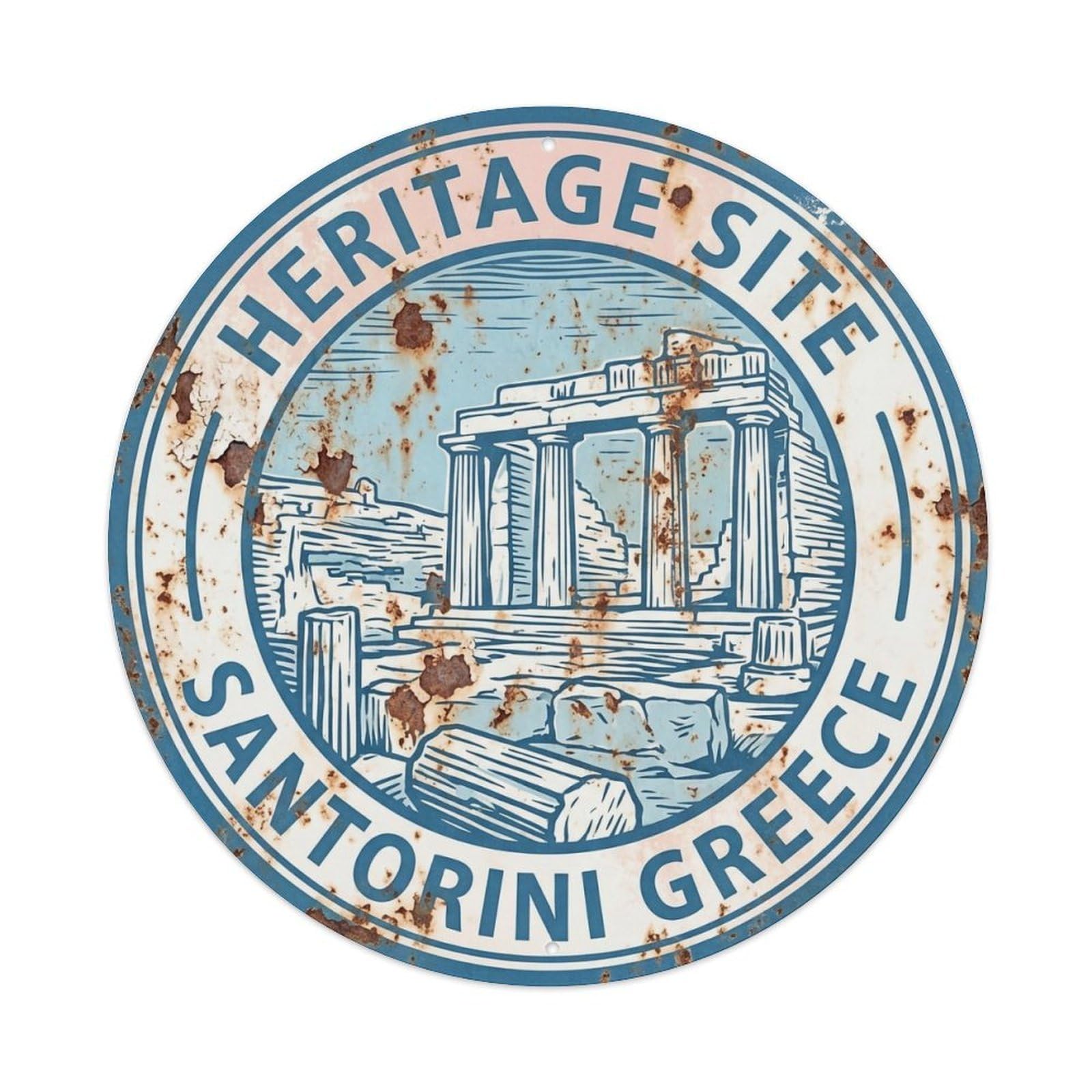 Vintage Travel Archaeological Santorini Heritage 1 Metal Tin Sign