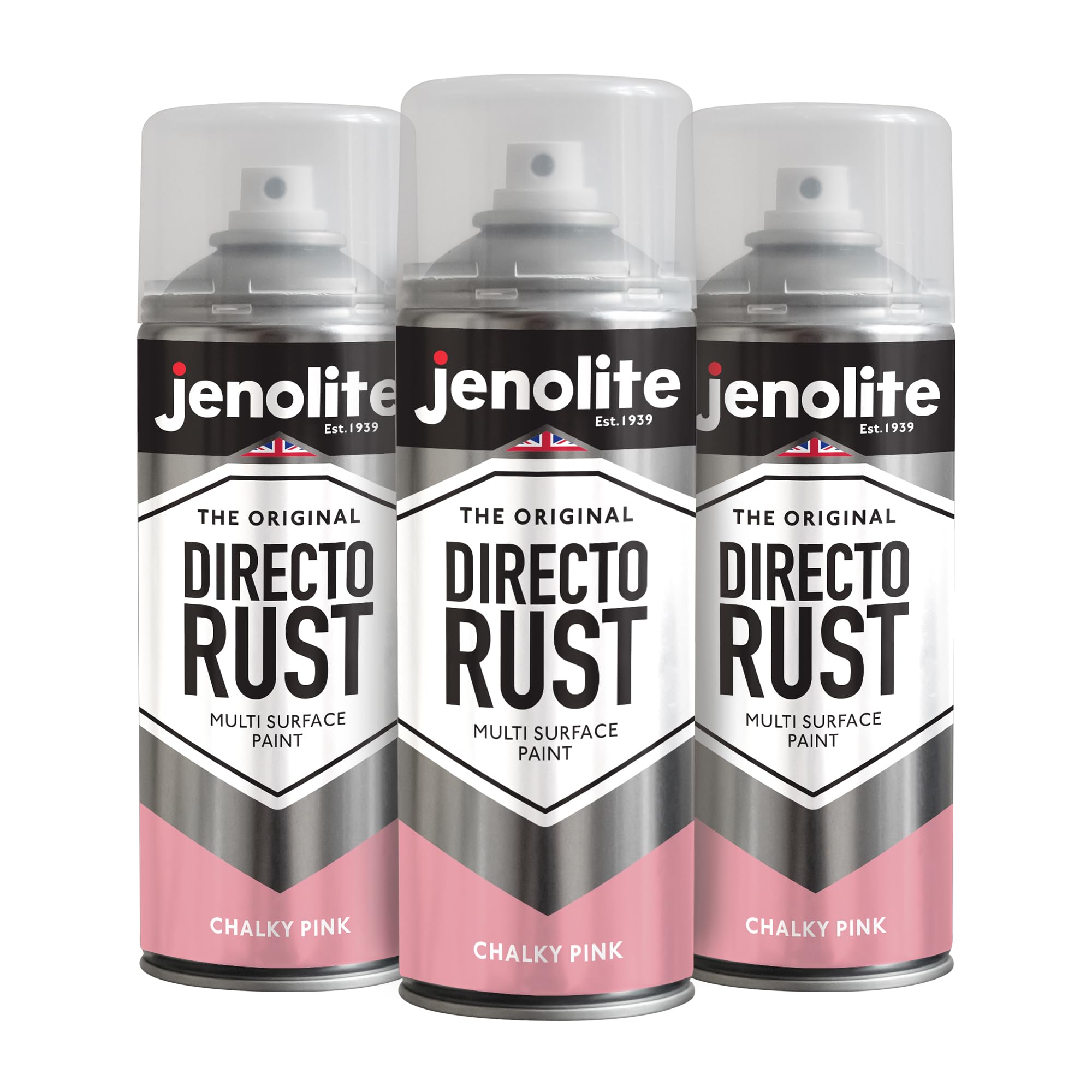 JENOLITE Directorust Chalky Spray Paint | PINK | 3x400ml | Multi-Surface Chalky Finish Spray Paint | Ideal For Furniture, Ornaments, Picture Frames | Interior & Exterior Use | RAL 3014