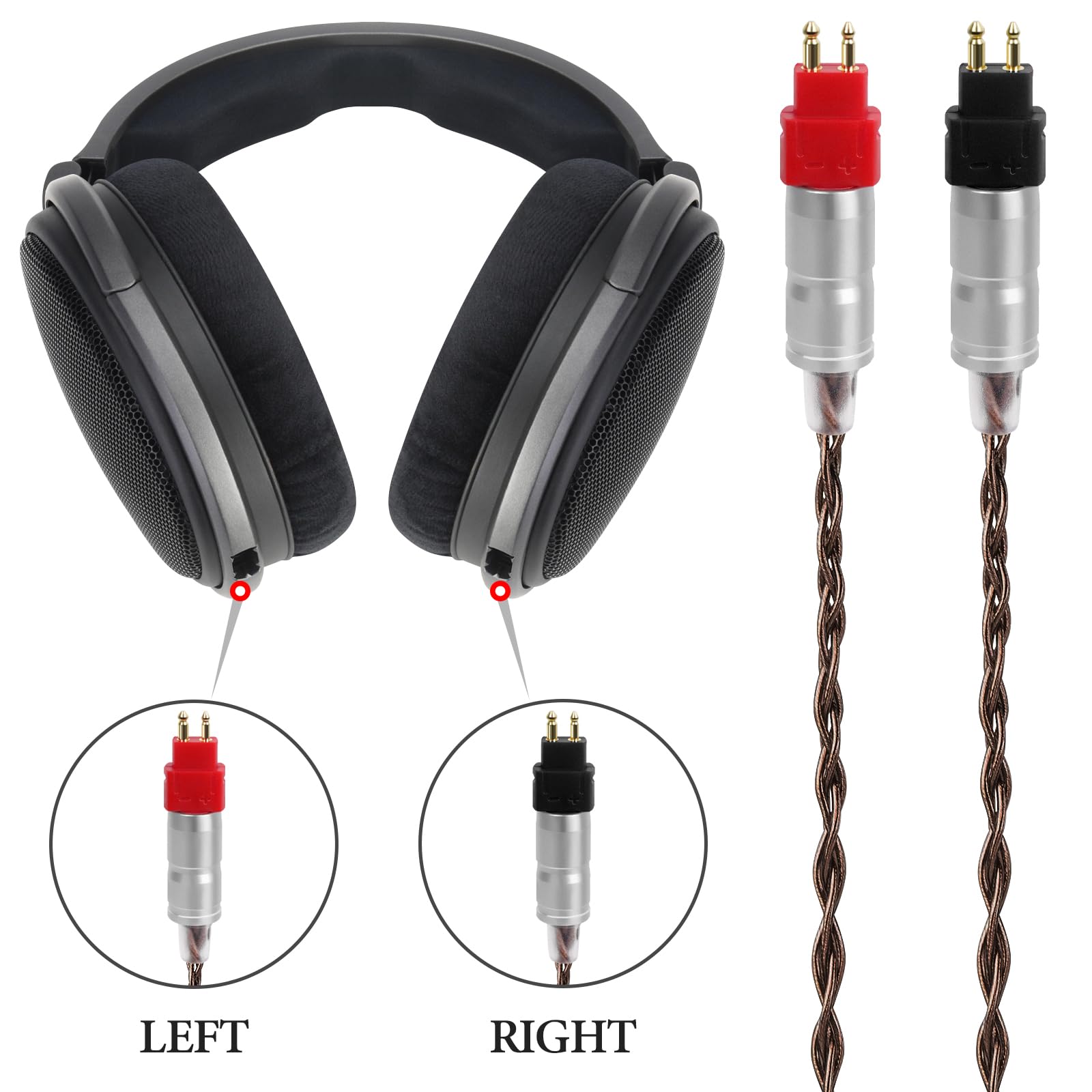 GEEKRIA Apollo Upgrade Audio Cable Compatible with Sennheiser HD 600, HD 650, HD 660S2, HD 6XX Headphones, 4.4mm to 2Pin Replacement Cord for Hi-Resolution Audiophile (4.9 ft/1.5m) 2