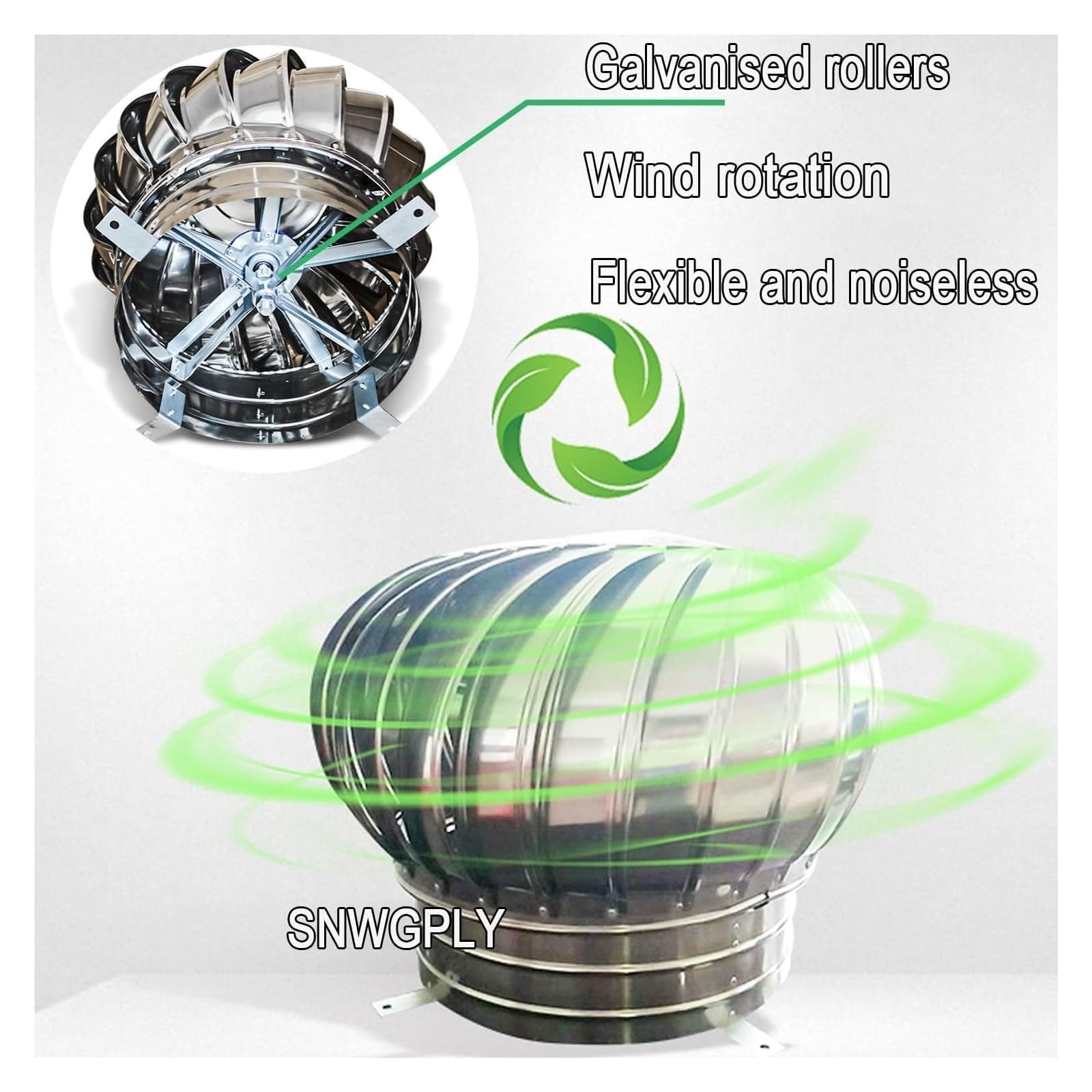 Comignoli girevoli, Aspiratore Fumi Girevole Inox Ventilatore da tetto non elettrico Ventilatore a turbina zincato(16cm/6.3inch)