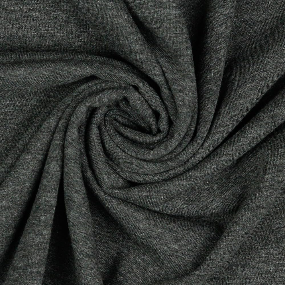 Jersey Fabric Plain Sold by the Metre Tex Standard 100 Certified 69 Colours to Choose From Plain + Mottled (M042 I Anthracite Melange, 100 x 150 cm)