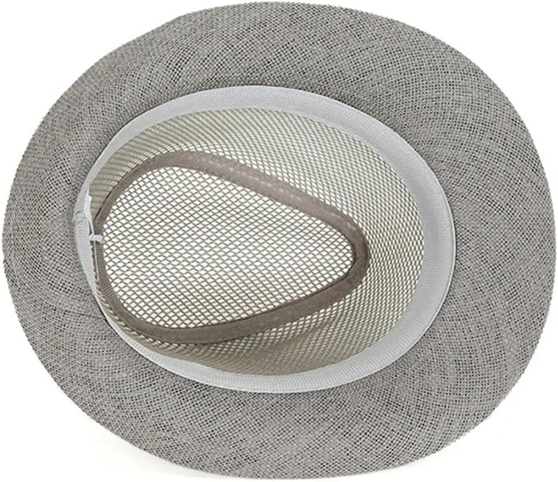 Summer Straw Sun Hat for Men Women, Breathable Mesh Panama Travel Fedora Beach Cap