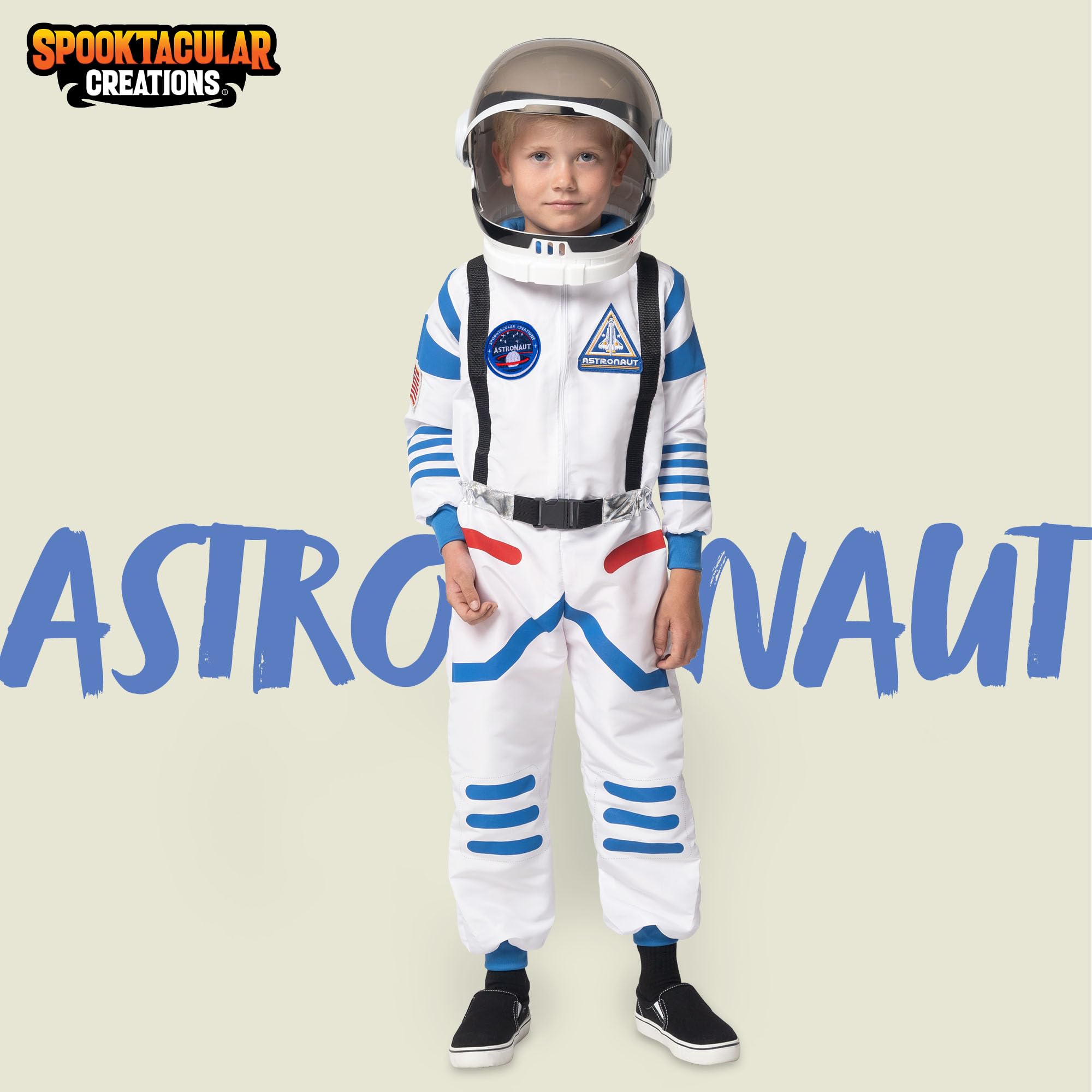 Spooktacular Creations Halloween Kind Unisex weiß Astronaut Kostüm, NASA Pilot Jumpsuit mit Helm