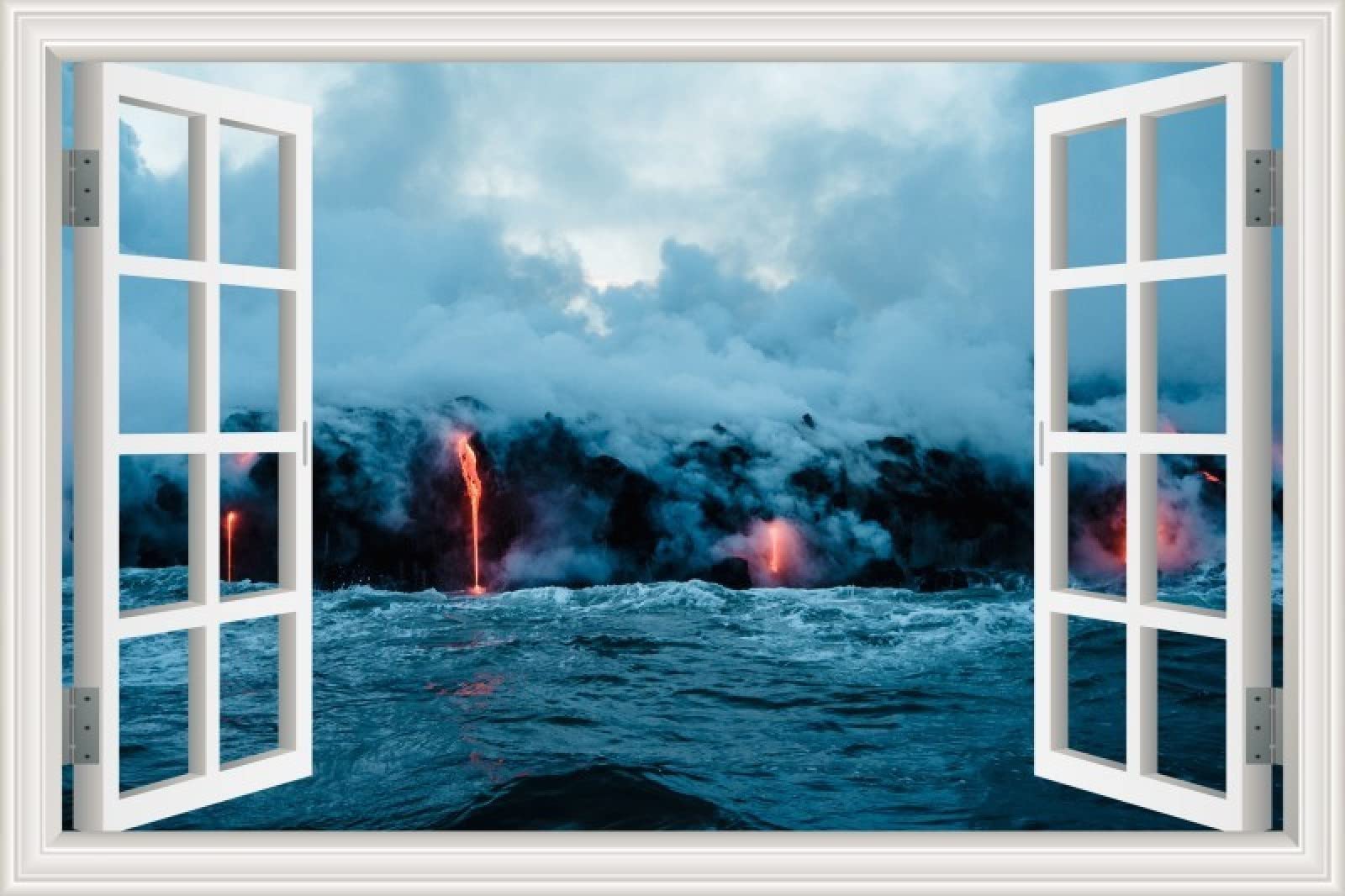 Autocollant mural 3D ciel nuages vinyle amovible décoration fenêtre océan
