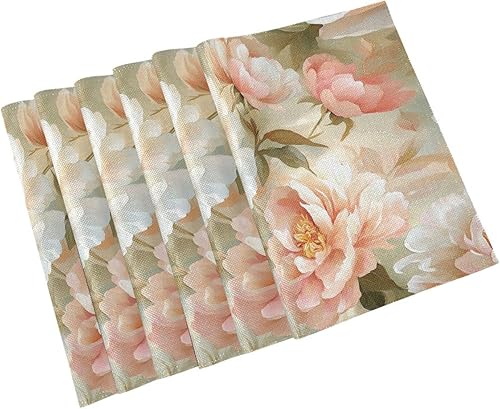 Miniatura 9 de Custom Beauty Spring Flowers Peony placemats for Dining Table wipeable Non Slip placemats for Kitchen Table Washable Sets of 6 12 x 18 manteles para