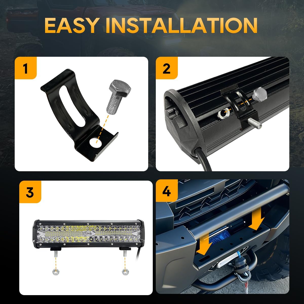 Front Bumper LED Light Bar for Polaris Ranger XP 1000 (2025+), 4500LM 12 Inch Off Road Light, No Drilling