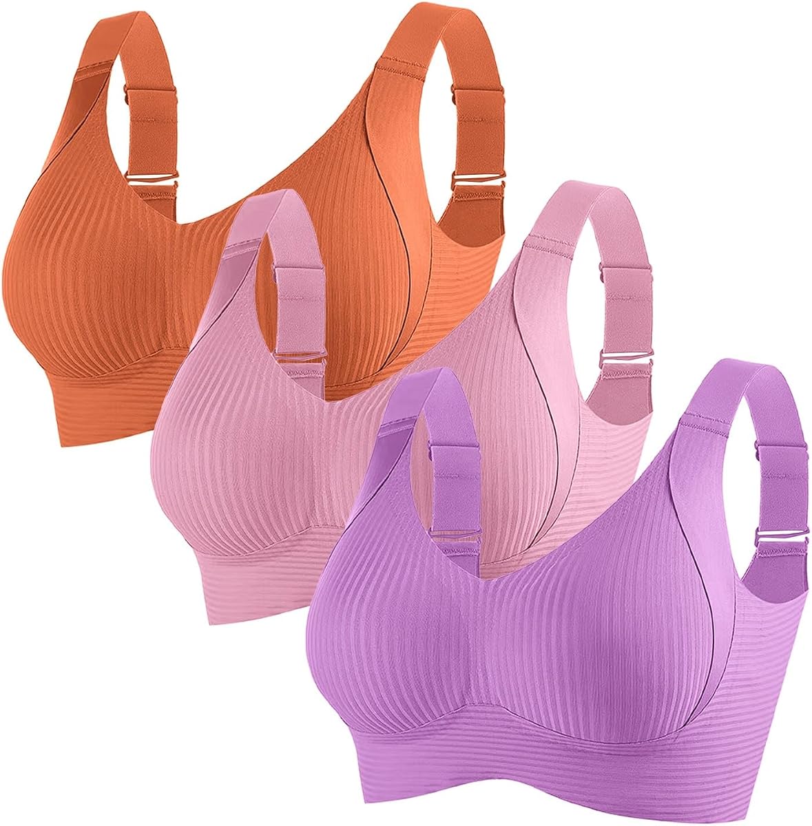 Paquete de 3 sujetadores de gelatina para mujer, sujetador suave inalámbrico con escote en V profundo, camiseta sin costuras, bralettes push-up, sujetador sexy de inmersión para todos los días