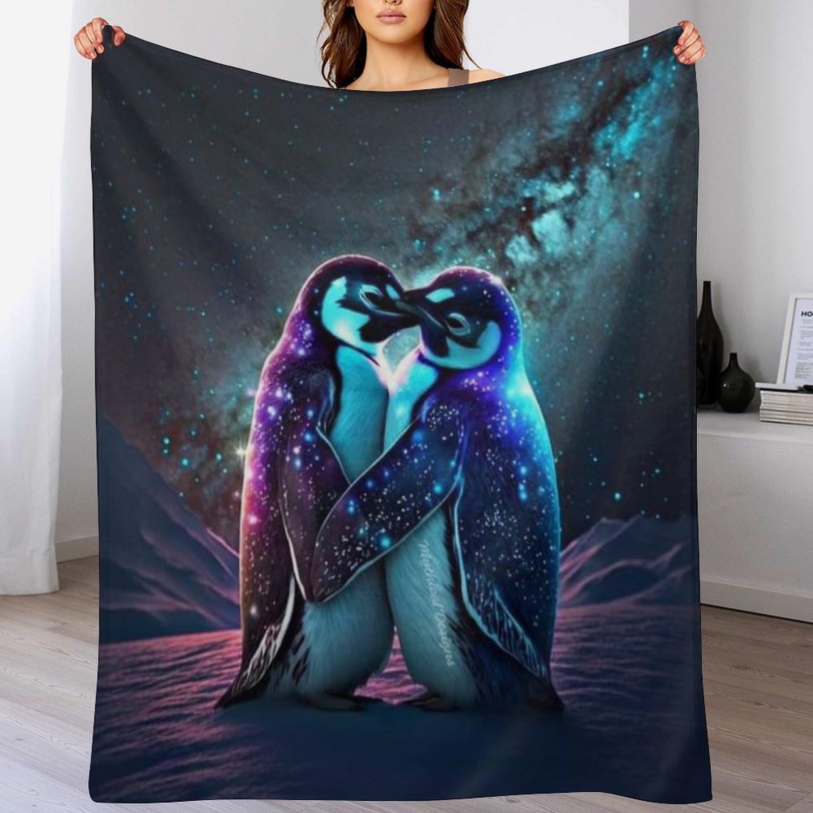 Couvre-lit pingouin en flanelle premium, jeté de lit de haute densité 150x200cm
