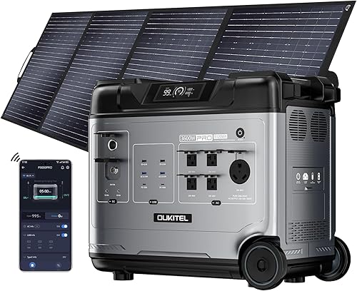 Miniatura 11 de OUKITEL - Estación de energía portátil P5000 Pro, generador solar de gran capacidad de 5120 Wh, salida de CA de 5 x 3600 W (pico de 6000 W), 2.8